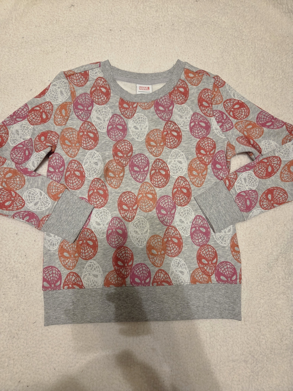 Marvel Grey Pullover Sweatshirt with Orange & White Mask Print